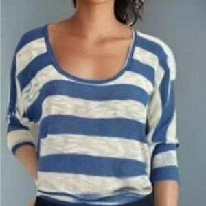 Splendid Blue & White Stripe Beachy Tee | L